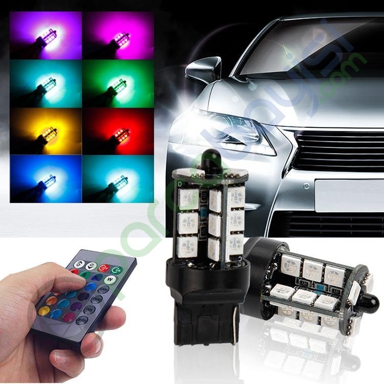 T20 Rgb 7 Renk Uzaktan Kumandalı Çakarlı 27Led Gündüz Farı Tek Duy 2 Adet