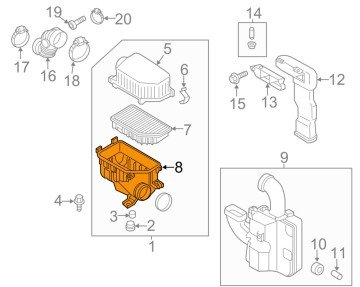 Kia Rio ve Hyundai Accent Hava Filtre Alt Kutusu Orjinal | 281121R100