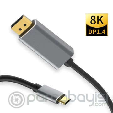 Ally Type-C to Displayport 8K 60Hz Çevirici Görüntü Kablosu 1M - HDTV Projektör