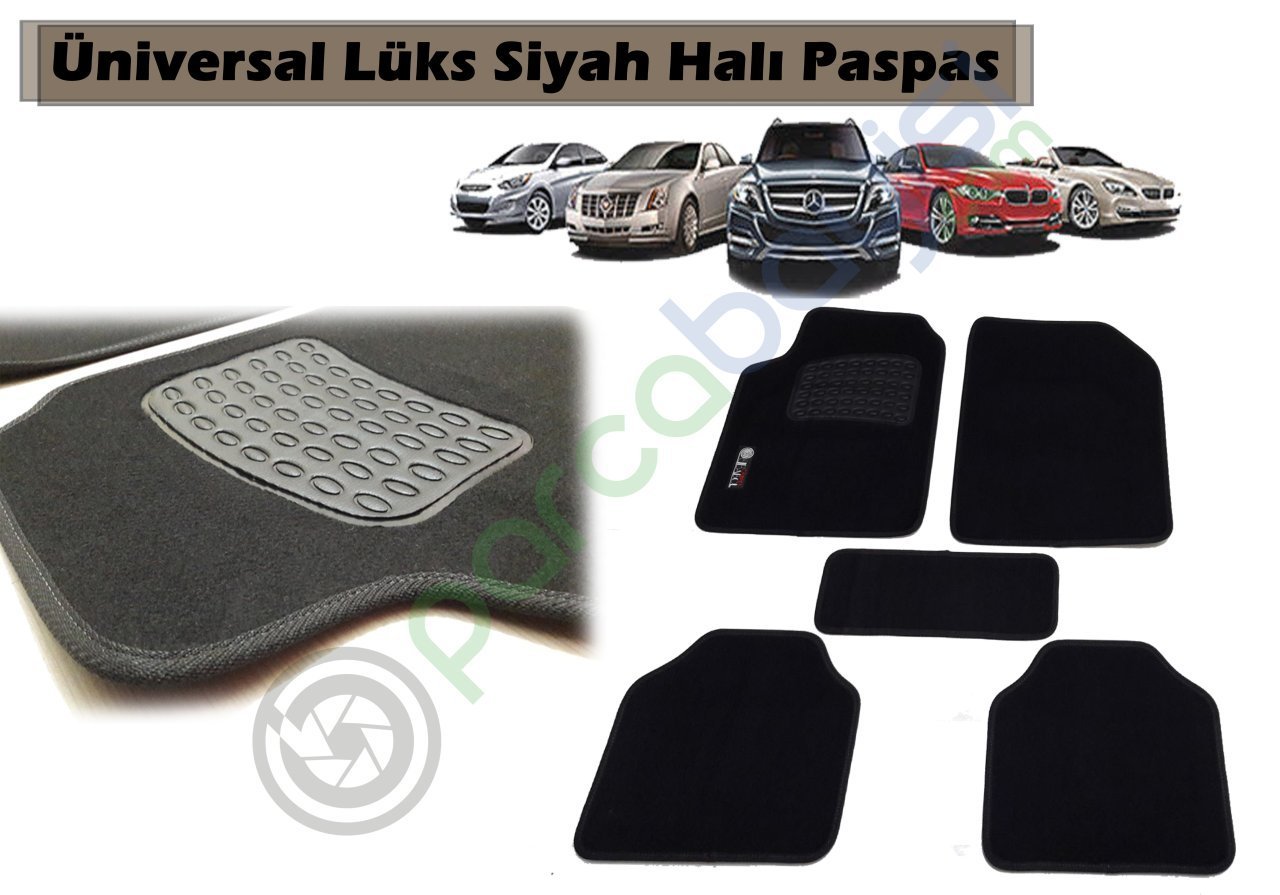 Halı Paspas Üniversal 5 Parça Siyah Paspas