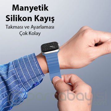 DUX DUCIS Apple Watch 42-44-45MM için Manyetik Zincir Versiyon PU Deri Kayış Kordon
