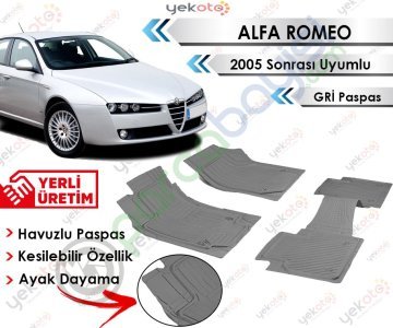 Alfa Romeo 2005 Sonrası Uyumlu Havuzlu Kesilebilir Gri Paspas