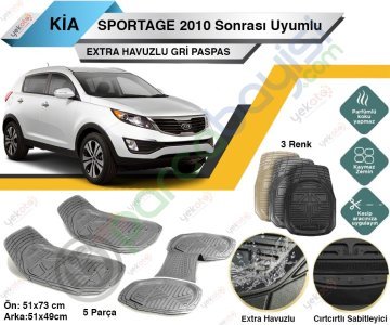 Kia Sportage 2010 Sonrası Uyumlu Extra Havuzlu Kesilebilir Gri Paspas