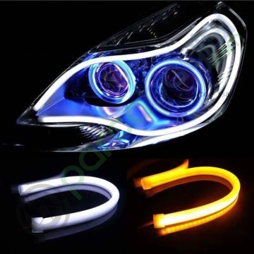 Far İçi Far Üstü Neon Led Beyaz Gündüz Ledi - Turuncu Sinyalli Gündüz Farı Çift Renk