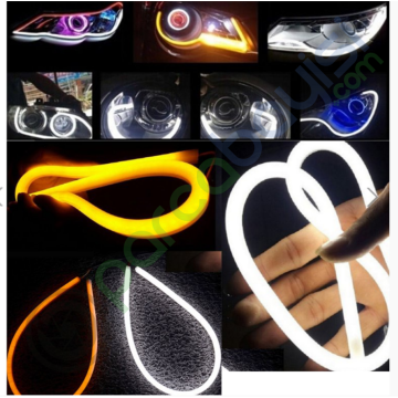 Far İçi Far Üstü Neon Led Beyaz Gündüz Ledi - Turuncu Sinyalli Gündüz Farı Çift Renk