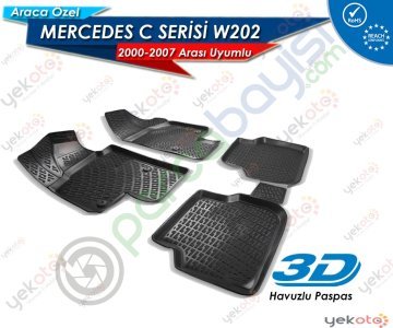Mercedes C Serisi W202 2000-2007 Arası Uyumlu Araca Özel 3D Havuzlu Paspas