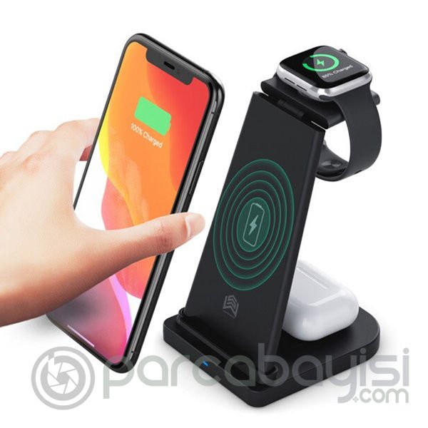 ALLY 15W 3in1 Şarj Standı Wireless Kablosuz Şarj iPhone+iWatch+AirPods YM-UD21