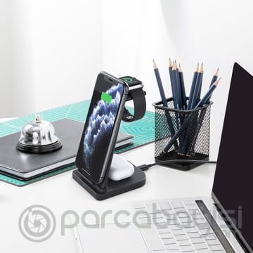 ALLY 15W 3in1 Şarj Standı Wireless Kablosuz Şarj iPhone+iWatch+AirPods YM-UD21