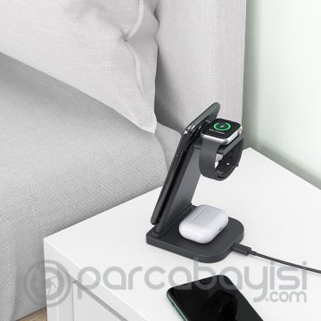 ALLY 15W 3in1 Şarj Standı Wireless Kablosuz Şarj iPhone+iWatch+AirPods YM-UD21