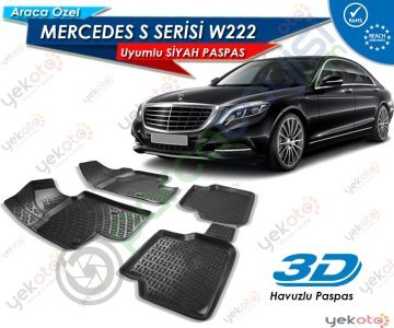 Mercedes S Serisi W222 Uyumlu Araca Özel 3D Havuzlu Paspas