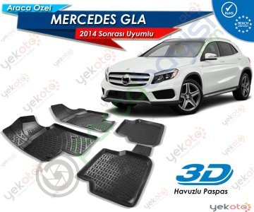 Mercedes Gla 2014 Sonrası Uyumlu Araca Özel 3D Havuzlu Paspas