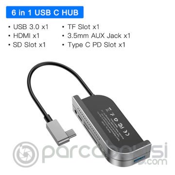 BASEUS Bend Angle No.7 HDMİ USB 3.0 USB 6in1 USB TYPE C Adaptör