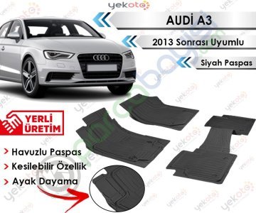 Audi A3 2013 Sonrası Uyumlu Havuzlu Kesilebilir Siyah Paspas