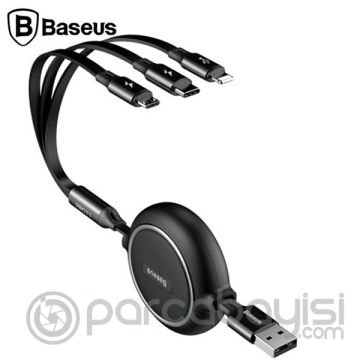 Baseus Golden Loop Kızaklı 3İN1 Usb Type C-İPhone Ve Mikro Usb kablo Şarj