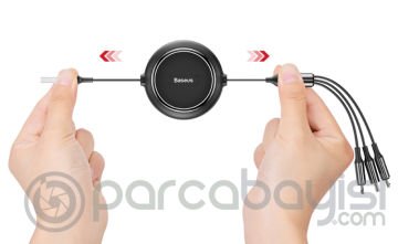 Baseus Golden Loop Kızaklı 3İN1 Usb Type C-İPhone Ve Mikro Usb kablo Şarj