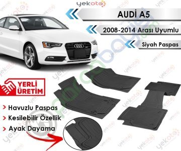 Audi A5 2008-2014 Arası Uyumlu Havuzlu Kesilebilir Siyah Paspas