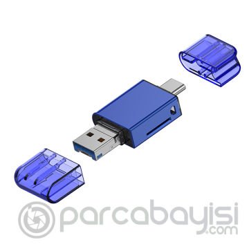 ALLY USB 3.0+Type-c+Lightning Sd Kart Okuyucu - Hızlı Card Reader