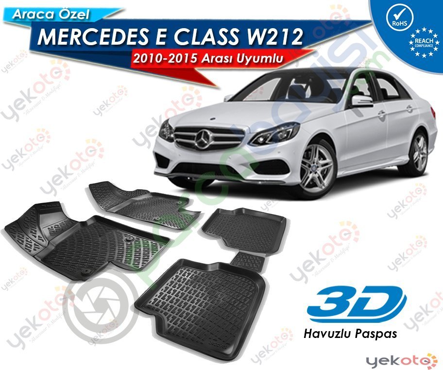 Mercedes E W212 2010-2015 Arası Uyumlu Araca Özel 3D Havuzlu Paspas