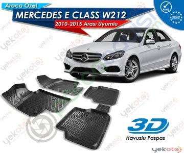 Mercedes E W212 2010-2015 Arası Uyumlu Araca Özel 3D Havuzlu Paspas