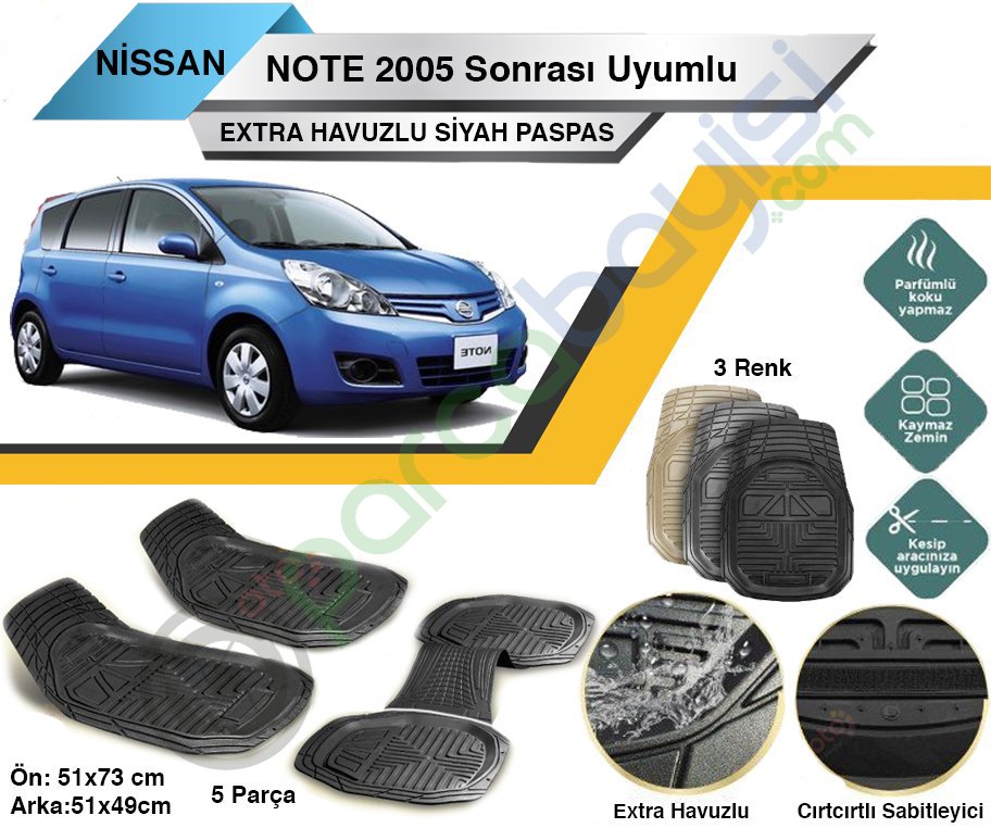 Nissan Juke 2010 Sonrası Uyumlu Extra Havuzlu Kesilebilir Gri Paspas