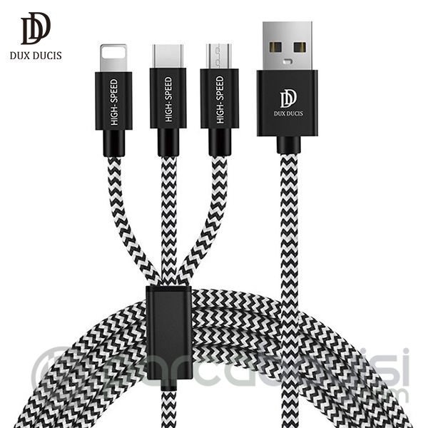 DUX DUCIS 3in1 Usb Type C-İPhone Ve Mikro Kopmaz Usb kablo Hızlı Şarj