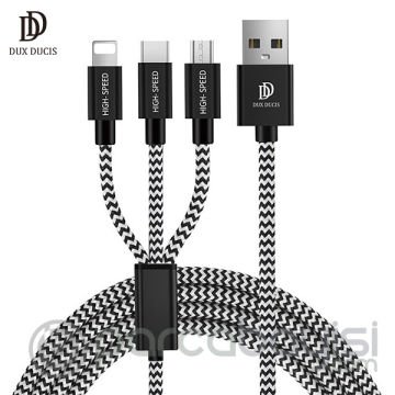 DUX DUCIS 3in1 Usb Type C-İPhone Ve Mikro Kopmaz Usb kablo Hızlı Şarj