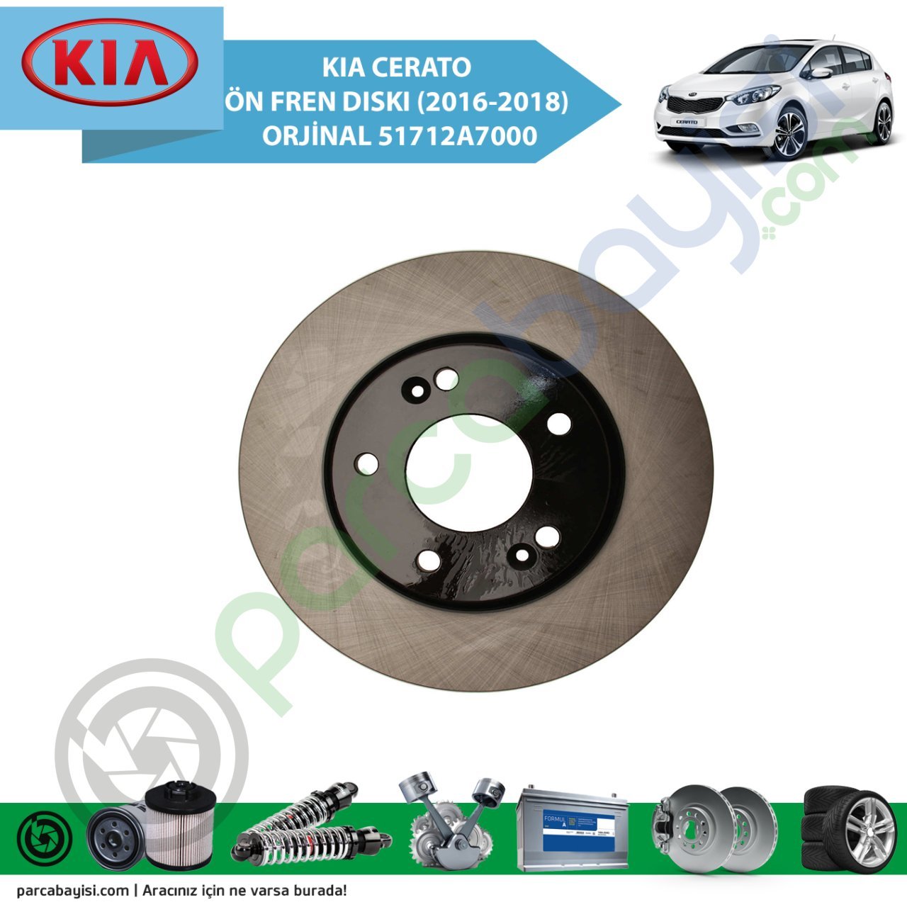Kia Cerato Ön Fren Dıskı (2016-2018) Orjinal | 51712A7000