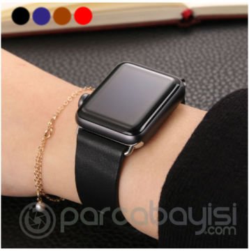 Ally Apple Watch 7-8 45mm 6-5-4 44mm Klasik Deri Kayış Kordon 3-2-1 42mm