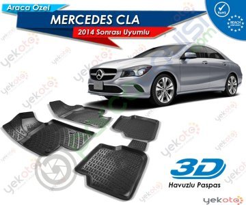 Mercedes Cla 2014 Sonrası Uyumlu Bej Araca Özel 3D Havuzlu Paspas