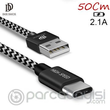 DUX DUCIS Usb Type C Kopmaz Yırtılmaz Usb kablo Hızlı Şarj 0.50CM