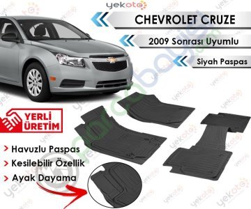 Chevrolet Cruze 2009 Sonrası Uyumlu Havuzlu Kesilebilir Siyah Paspas