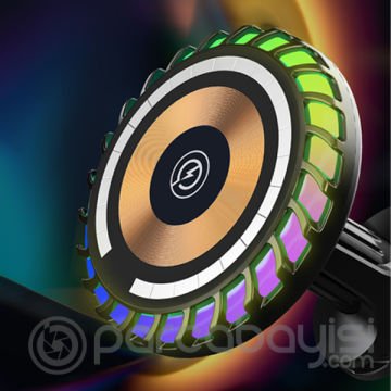 ALLY W06 MagSafe RGB 15W Kablosuz Hızlı Şarj Cihazı ve Araç İçi Telefon Tutucu