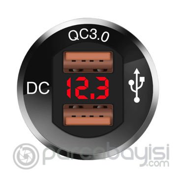 ALLY QC 3.0 Motosiklet Araba Dual USB Şarj Soket LED Voltmetre Paneli 60cm