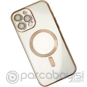 ALLY iPhone 14 Pro 6.1inç Renkli Kenar Lazer Çerçeveli Magsafe Uyumlu Silikon Kılıf