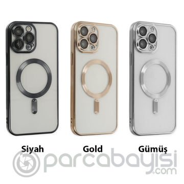 ALLY iPhone 14 Pro Max 6.7inç Renkli Kenar Lazer Çerçeveli Magsafe Uyumlu Silikon Kılıf