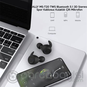 ALLY MS-T20 TWS Bluetooth 5.1 3D Stereo Spor Kablosuz Kulaklık Çift Mikrofon