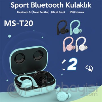 ALLY MS-T20 TWS Bluetooth 5.1 3D Stereo Spor Kablosuz Kulaklık Çift Mikrofon