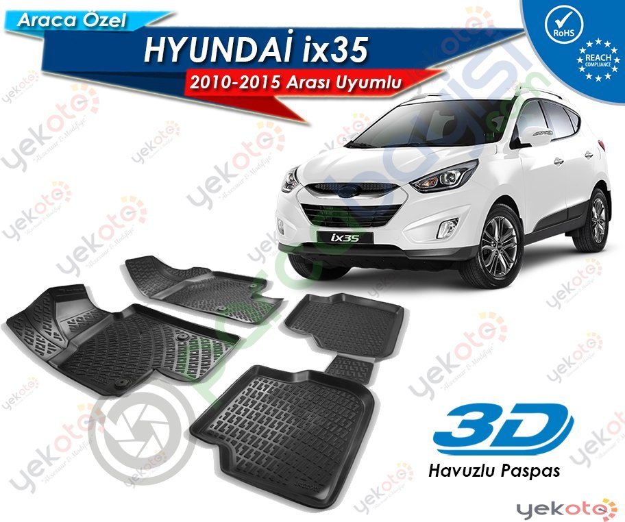 Hyundai İx35 2010-2015 Arası Uyumlu Araca Özel 3D Havuzlu Paspas