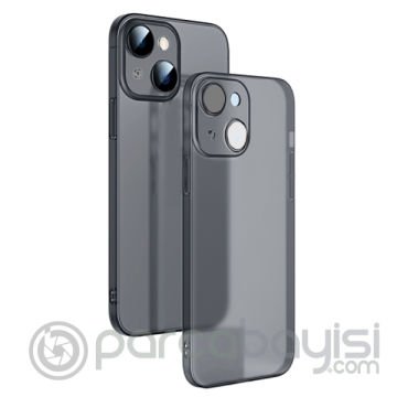Ally iPhone 14 Plus 6.7inch Frosted Glass Şeffaf Kamera Korumalı Kılıf