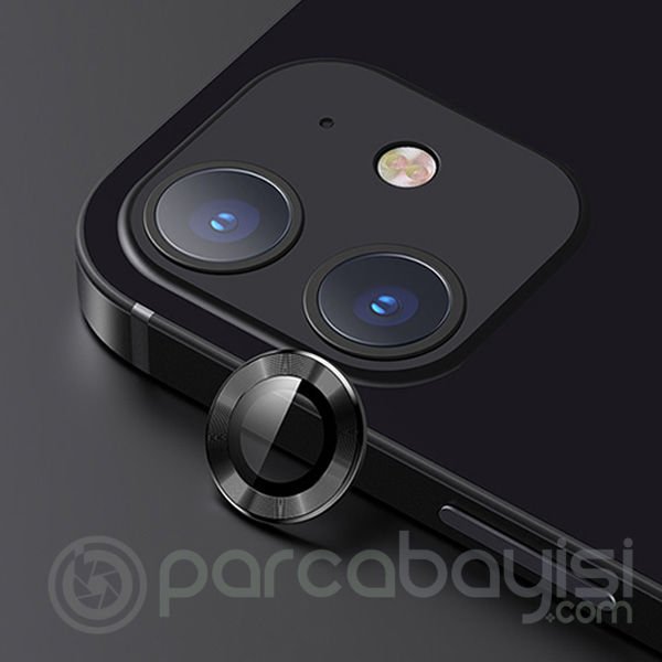 USAMS İPhone 12 - 12 Mini 3D Metal Çerçeveli Kamera Lens Koruyucu
