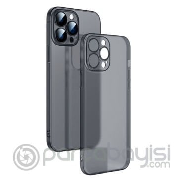 Ally iPhone 13 Pro 6.1inch Frosted Glass Şeffaf Kamera Korumalı Kılıf