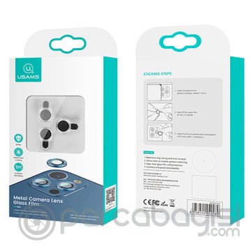 USAMS İphone 12 Pro Max 3D Metal Çerçeveli Kamera Lens Koruyucu