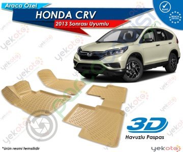 Honda Crv 2013 Sonrası Uyumlu Bej Araca Özel 3D Havuzlu Paspas