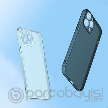 Ally iPhone 14 Pro 6.1inch Frosted Glass Şeffaf Kamera Korumalı Kılıf