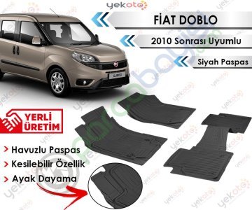 Fiat Doblo 2010 Sonrası Uyumlu Havuzlu Kesilebilir Siyah Paspas