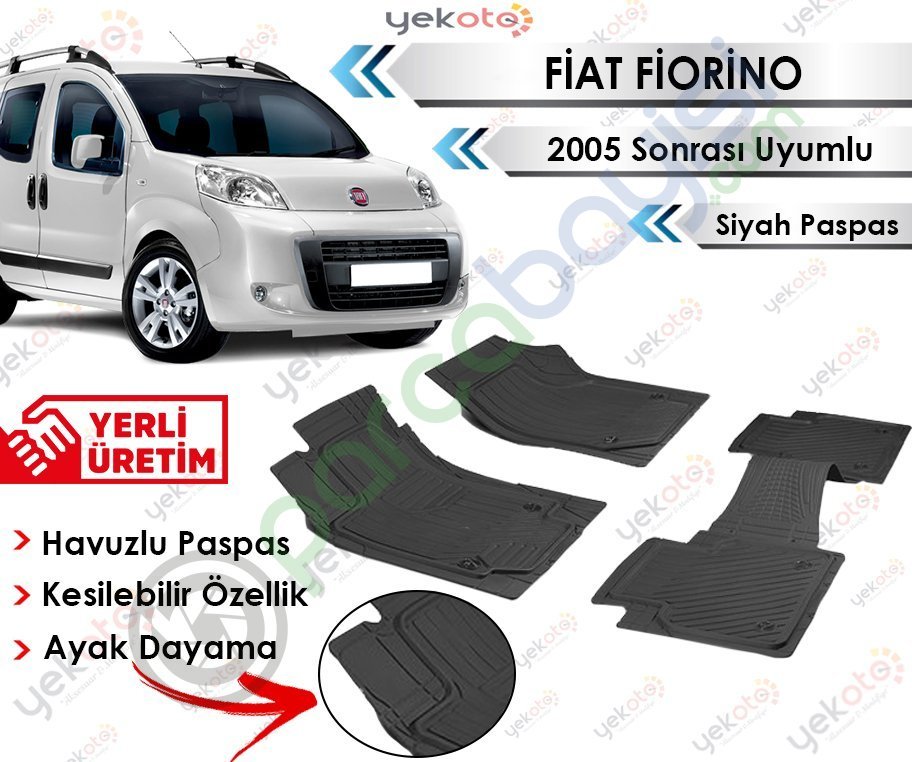 Fiat Fiorino 2005 Sonrası Uyumlu Havuzlu Kesilebilir Siyah Paspas