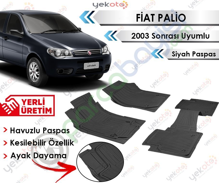 Fiat Palio 2003 Sonrası Uyumlu Havuzlu Kesilebilir Siyah Paspas