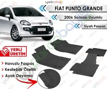Fiat Grande Punto 2006 Sonrası Uyumlu Havuzlu Kesilebilir Siyah Paspas