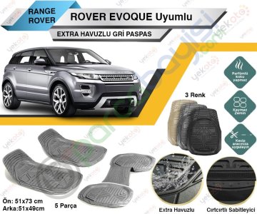Range Rover Evoque Uyumlu Extra Havuzlu Kesilebilir Gri Paspas