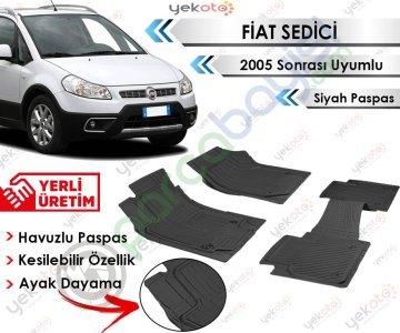 Fiat Sedici 2005 Sonrası Uyumlu Havuzlu Kesilebilir Siyah Paspas